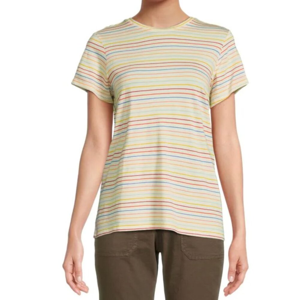 Marine Layer Swing Crew Tee in Rainbow Pinstripe • NWOT